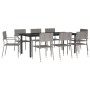 Juego de comedor jardín 9 pzas ratán sintético acero gris negro de vidaXL, Conjuntos de jardín - Ref: Foro24-3203303, Precio:...