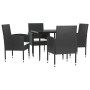 Juego de comedor de jardín 5 pzas ratán sintético y acero negro de vidaXL, Conjuntos de jardín - Ref: Foro24-3203305, Precio:...