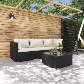 4-piece garden furniture set and black synthetic rattan cushions by vidaXL, Garden sets - Ref: Foro24-3101415, Price: 356,99 ...