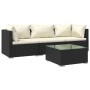 Set de muebles de jardín 4 pzas y cojines ratán sintético negro de vidaXL, Conjuntos de jardín - Ref: Foro24-3101415, Precio:...