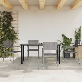 Garten-Essgruppe 5-teilig synthetisches Rattan Stahl grau schwarz von vidaXL, Gartensets - Ref: Foro24-3203300, Preis: 294,99...