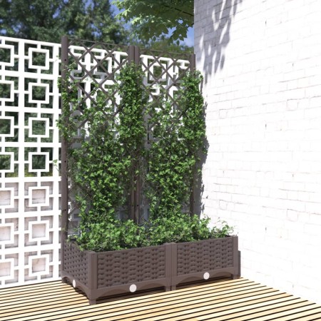 Planter with brown PP trellis 80x40x121.5 cm by vidaXL, Pots and planters - Ref: Foro24-318260, Price: 63,71 €, Discount: %