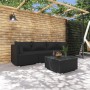 4-teiliges Gartenmöbel-Set und schwarze synthetische Rattankissen von vidaXL, Gartensets - Ref: Foro24-3101416, Preis: 415,72...