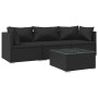 Set de muebles de jardín 4 pzas y cojines ratán sintético negro de vidaXL, Conjuntos de jardín - Ref: Foro24-3101416, Precio:...