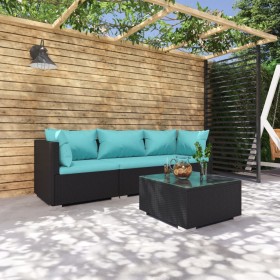 4-piece garden furniture set and black synthetic rattan cushions by vidaXL, Garden sets - Ref: Foro24-3101417, Price: 378,99 ...