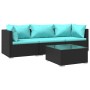 Set de muebles de jardín 4 pzas y cojines ratán sintético negro de vidaXL, Conjuntos de jardín - Ref: Foro24-3101417, Precio:...