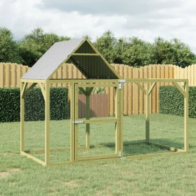 Impregnated solid pine wood chicken coop 200x100x150 cm by vidaXL, Cages and habitats for small animals - Ref: Foro24-3102992...