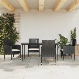 Garden dining set 5 pieces synthetic rattan and black steel by vidaXL, Garden sets - Ref: Foro24-3203308, Price: 333,99 €, Di...