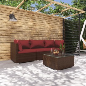 Garden furniture set, 4 pieces, with brown synthetic rattan cushions. by vidaXL, Garden sets - Ref: Foro24-3101419, Price: 35...