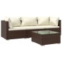 Set muebles de jardín 4 piezas y cojines ratán sintético marrón de vidaXL, Conjuntos de jardín - Ref: Foro24-3101418, Precio:...