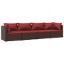 Set muebles de jardín 4 piezas y cojines ratán sintético marrón de vidaXL, Conjuntos de jardín - Ref: Foro24-3101427, Precio:...