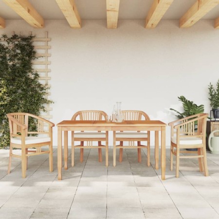 Juego de comedor para jardín 5 piezas madera maciza de teca de vidaXL, Conjuntos de jardín - Ref: Foro24-3155769, Precio: 728...