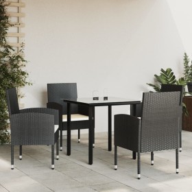 Garten-Essgruppe, 5-teilig, synthetisches Rattan und schwarzer Stahl von vidaXL, Gartensets - Ref: Foro24-3203313, Preis: 325...