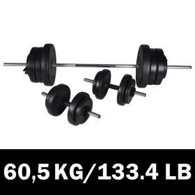 Bar set + 2 dumbbells 60.5kg by vidaXL, free weight - Ref: Foro24-90375, Price: 125,88 €, Discount: %