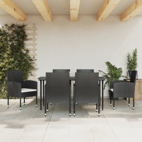 Garden dining set 7 pieces synthetic rattan and black steel by vidaXL, Garden sets - Ref: Foro24-3203309, Price: 430,99 €, Di...