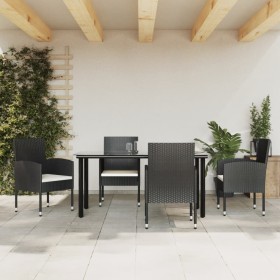 Garden dining set 5 pieces synthetic rattan and black steel by vidaXL, Garden sets - Ref: Foro24-3203316, Price: 371,99 €, Di...