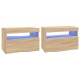 TV cabinets with LED lights 2 pcs Sonoma oak 60x35x40 cm by vidaXL, TV Furniture - Ref: Foro24-804416, Price: 82,85 €, Discou...