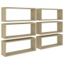 Cube wall shelf 6 units Sonoma oak plywood 60x15x23 cm by vidaXL, Shelves and shelves - Ref: Foro24-807144, Price: 76,68 €, D...