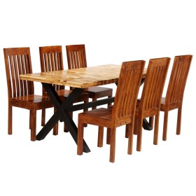 7-piece dining set solid acacia and mango wood by vidaXL, Furniture sets for kitchens and dining rooms - Ref: Foro24-275333, ...