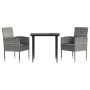 Juego de comedor jardín 3 pzas ratán sintético acero gris negro de vidaXL, Conjuntos de jardín - Ref: Foro24-3203320, Precio:...