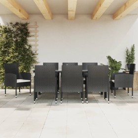 9-teiliges Garten-Esszimmer-Set aus synthetischem Rattan und schwarzem Stahl von vidaXL, Gartensets - Ref: Foro24-3203319, Pr...