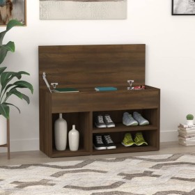 Banco zapatero madera contrachapada roble marrón 80x30x45 cm de vidaXL, Zapateros y organizadores de calzado - Ref: Foro24-81...