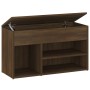 Banco zapatero madera contrachapada roble marrón 80x30x45 cm de vidaXL, Zapateros y organizadores de calzado - Ref: Foro24-81...