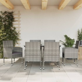 Garden dining set 7 pieces synthetic rattan steel gray black by vidaXL, Garden sets - Ref: Foro24-3203323, Price: 463,99 €, D...