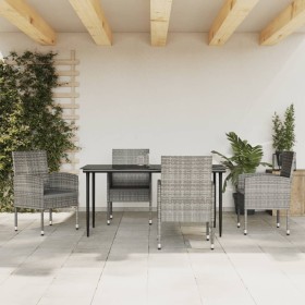 Garten-Essgruppe 5-teilig synthetisches Rattan Stahl grau schwarz von vidaXL, Gartensets - Ref: Foro24-3203324, Preis: 408,99...