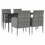 Juego de comedor jardín 5 pzas ratán sintético acero gris negro de vidaXL, Conjuntos de jardín - Ref: Foro24-3203324, Precio:...