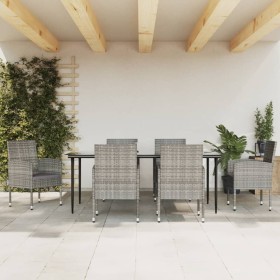 Garden dining set 7 pieces synthetic rattan steel gray black by vidaXL, Garden sets - Ref: Foro24-3203326, Price: 548,99 €, D...