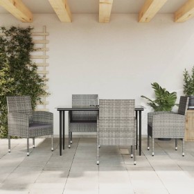 Garten-Essgruppe 5-teilig synthetisches Rattan Stahl grau schwarz von vidaXL, Gartensets - Ref: Foro24-3203322, Preis: 386,89...