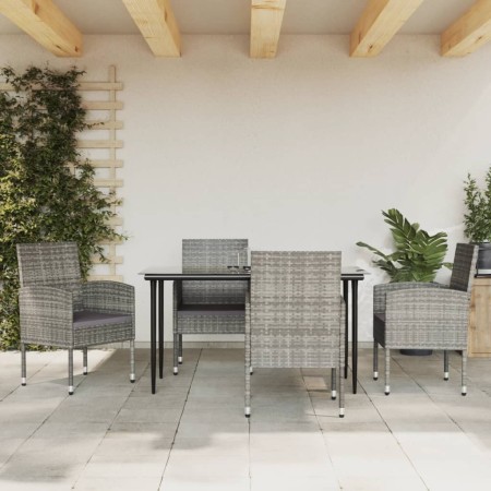 Garden dining set 5 pieces synthetic rattan steel gray black by vidaXL, Garden sets - Ref: Foro24-3203322, Price: 386,89 €, D...