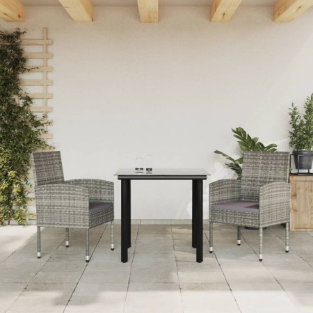 Garden dining set 3 pieces synthetic rattan steel gray black by vidaXL, Garden sets - Ref: Foro24-3203328, Price: 192,26 €, D...