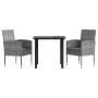 Juego de comedor jardín 3 pzas ratán sintético acero gris negro de vidaXL, Conjuntos de jardín - Ref: Foro24-3203328, Precio:...