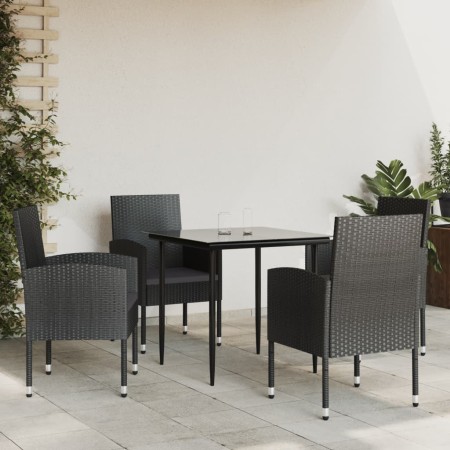 Garten-Essgruppe, 5-teilig, synthetisches Rattan und schwarzer Stahl von vidaXL, Gartensets - Ref: Foro24-3203337, Preis: 318...