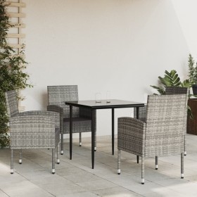 Garten-Essgruppe 5-teilig synthetisches Rattan Stahl grau schwarz von vidaXL, Gartensets - Ref: Foro24-3203321, Preis: 348,42...