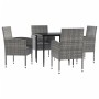 Juego de comedor jardín 5 pzas ratán sintético acero gris negro de vidaXL, Conjuntos de jardín - Ref: Foro24-3203321, Precio:...