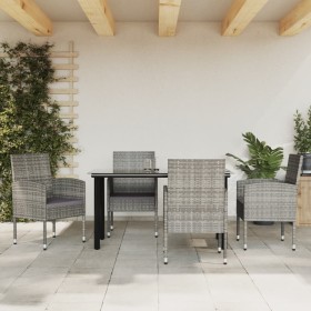 Garden dining set 5 pieces synthetic rattan steel gray black by vidaXL, Garden sets - Ref: Foro24-3203330, Price: 370,99 €, D...