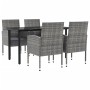 Garden dining set 5 pieces synthetic rattan steel gray black by vidaXL, Garden sets - Ref: Foro24-3203330, Price: 371,06 €, D...