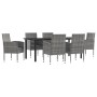 Garden dining set 7 pieces synthetic rattan steel gray black by vidaXL, Garden sets - Ref: Foro24-3203334, Price: 598,32 €, D...