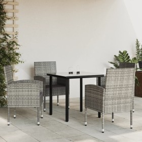 Garten-Essgruppe 5-teilig synthetisches Rattan Stahl grau schwarz von vidaXL, Gartensets - Ref: Foro24-3203329, Preis: 333,99...