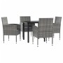 Juego de comedor jardín 5 pzas ratán sintético acero gris negro de vidaXL, Conjuntos de jardín - Ref: Foro24-3203329, Precio:...