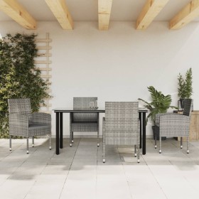 Garden dining set 5 pieces synthetic rattan steel gray black by vidaXL, Garden sets - Ref: Foro24-3203332, Price: 438,04 €, D...