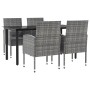 Juego de comedor jardín 5 pzas ratán sintético acero gris negro de vidaXL, Conjuntos de jardín - Ref: Foro24-3203332, Precio:...