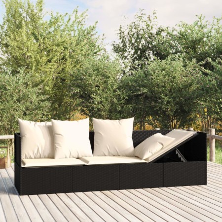 Gartenliegesofa mit schwarzen synthetischen Rattankissen von vidaXL, Liegen - Ref: Foro24-319562, Preis: 212,27 €, Rabatt: %