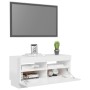 Mueble de TV con luces LED blanco brillante 80x35x40 cm de vidaXL, Muebles TV - Ref: Foro24-804451, Precio: 81,83 €, Descuent...