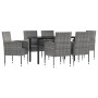 7-piece garden dining set made of synthetic rattan and steel in gray and black. by vidaXL, Garden sets - Ref: Foro24-3203331,...