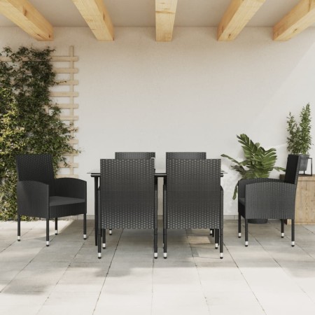 Garden dining set 7 pieces synthetic rattan and black steel by vidaXL, Garden sets - Ref: Foro24-3203339, Price: 478,77 €, Di...