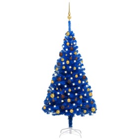 Árbol de Navidad preiluminado con luces y bolas azul 150 cm de vidaXL, Arboles de navidad - Ref: Foro24-3077508, Precio: 59,6...